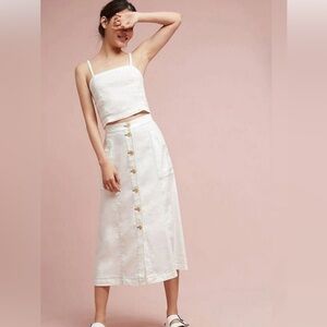 Akemi and Kin button front skirt linen midi size 4